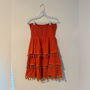 Orange Layered Dress with Tassels | Beach Boutique | Medium